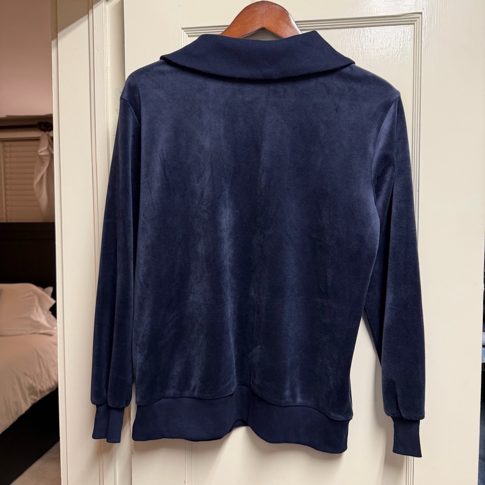 NWOT Calvin Klein Blue Velvet Half Zip - Picture 4 of 4